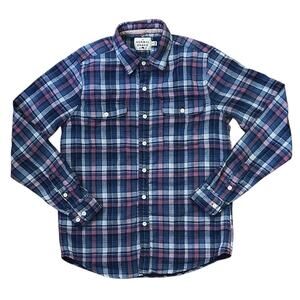 The Normal Brand Blue & Pink Plaid Flannel Button Up Cotton Shirt Women's Small